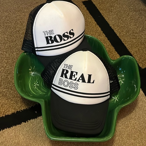 🧢☀️Mom and child hat / the boss / the real boss / black and white / snap close - Picture 8 of 8